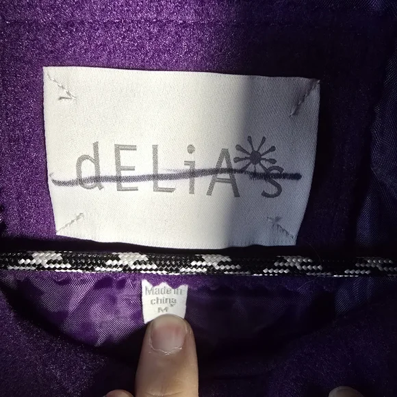 Delia’s Plum Wool-Blend Peacoat Medium Classic Winter Jacket Womens - Picture 5 of 7